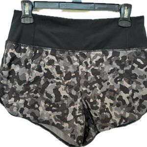 Athleta Black and Gray Camo Athletic Shorts 3.5”